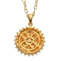 Moissanite Initial A Sun Medallion Coin Pendant With Cable Chain 20 Inches In Vermeil Yellow Gold Over Sterling Silver 1.40 Ctw -Jewelry store 4172900 4