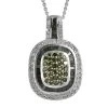 Green And White Diamond Cocktail Pendant Necklace 20 Inches In Platinum Over Sterling Silver 1.50 Ctw -Jewelry store 4172972