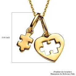 Doorbuster Vermeil YG Over Sterling Silver Heart Puzzle Piece Pendant Necklace (20 Inches) (3.30 G) -Jewelry store 4174094 6