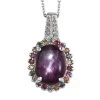 Indian Star Ruby And Multi Gemstone Floral Pendant Necklace 20 Inches In Platinum Over Sterling Silver 7.40 Ctw -Jewelry store 4175577