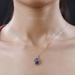 Indian Star Ruby And Multi Gemstone Floral Pendant Necklace 20 Inches In Platinum Over Sterling Silver 7.40 Ctw -Jewelry store 4175577 2