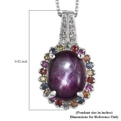 Indian Star Ruby And Multi Gemstone Floral Pendant Necklace 20 Inches In Platinum Over Sterling Silver 7.40 Ctw -Jewelry store 4175577 6