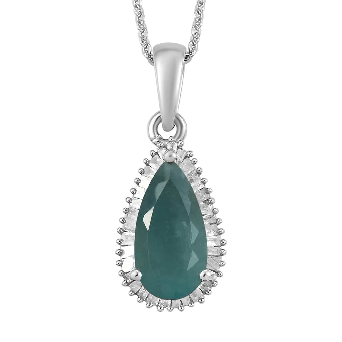Grandidierite And Diamond Halo Pendant Necklace 20 Inches In Platinum Over Sterling Silver 2.00 Ctw 3 Grandidierite And Diamond Halo Pendant Necklace 20 Inches In Platinum Over Sterling Silver 2.00 Ctw