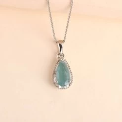 Grandidierite And Diamond Halo Pendant Necklace 20 Inches In Platinum Over Sterling Silver 2.00 Ctw 10 Grandidierite And Diamond Halo Pendant Necklace 20 Inches In Platinum Over Sterling Silver 2.00 Ctw -Jewelry store 4184402 1