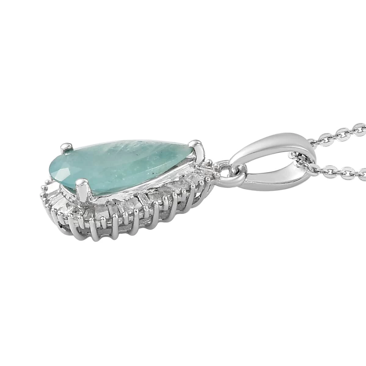 Grandidierite And Diamond Halo Pendant Necklace 20 Inches In Platinum Over Sterling Silver 2.00 Ctw 6 Grandidierite And Diamond Halo Pendant Necklace 20 Inches In Platinum Over Sterling Silver 2.00 Ctw - Image 4