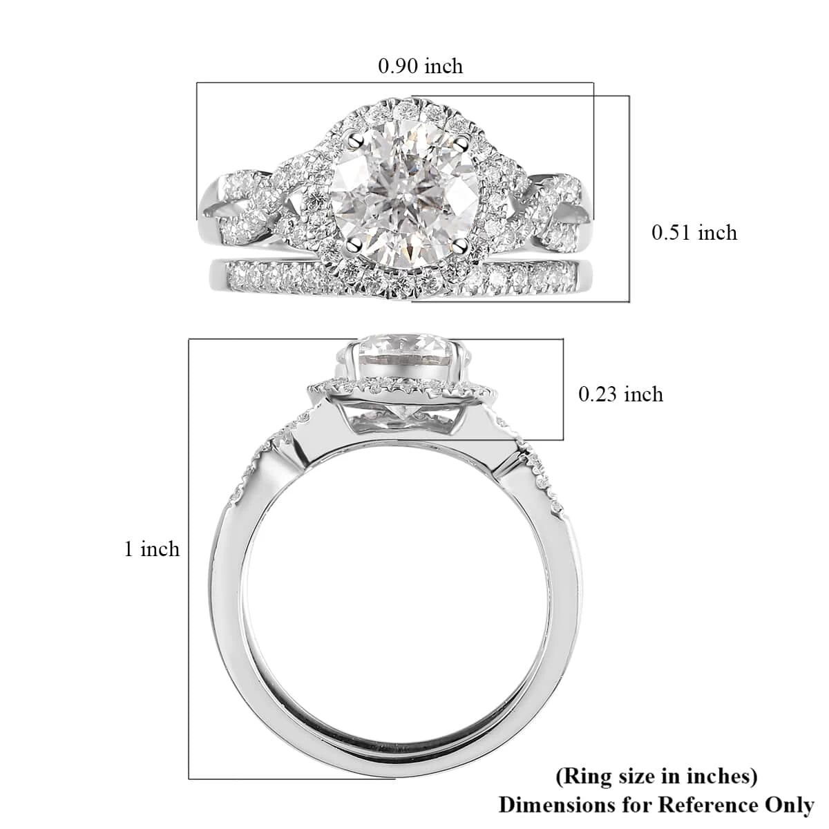 100 Facet Moissanite Bridal Set Of 2 Ring In Platinum Over Sterling Silver 2.65 Ctw 9 100 Facet Moissanite Bridal Set Of 2 Ring In Platinum Over Sterling Silver 2.65 Ctw - Image 7