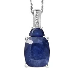 TLV Masoala Sapphire (FF), White Topaz Pendant Necklace (20 Inches) In Vermeil YG Over Sterling Silver 9.25 Ctw