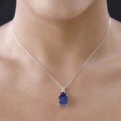 TLV Masoala Sapphire (FF), White Topaz Pendant Necklace (20 Inches) In Vermeil YG Over Sterling Silver 9.25 Ctw -Jewelry store 4190457 2