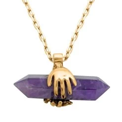 Amethyst Pendant Necklace 18.5-20.5 Inches In Goldtone 35.50 Ctw