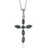 Premium Monte Belo Indicolite Cross Pendant Necklace 20 Inches In Platinum Over Sterling Silver 0.75 Ctw -Jewelry store 4197489