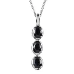 Midnight Sapphire Pendant Necklace 20 Inches In Stainless Steel 5.20 Ctw