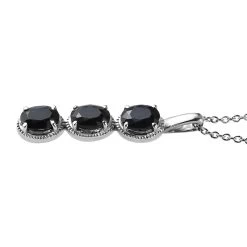 Midnight Sapphire Pendant Necklace 20 Inches In Stainless Steel 5.20 Ctw -Jewelry store 4198179 3