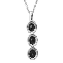 Midnight Sapphire Pendant Necklace 20 Inches In Stainless Steel 5.20 Ctw -Jewelry store 4198179 4