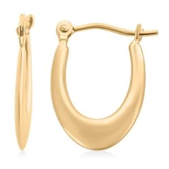 14K Yellow Gold Polished Elongated Hoop, Diamond-Cut Circle & Square Screwback Set Of 3 Earrings 1.25 Grams -Jewelry store 4207191 2