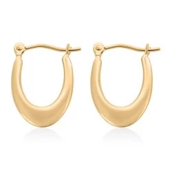 14K Yellow Gold Polished Elongated Hoop, Diamond-Cut Circle & Square Screwback Set Of 3 Earrings 1.25 Grams -Jewelry store 4207191 3