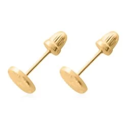 14K Yellow Gold Polished Elongated Hoop, Diamond-Cut Circle & Square Screwback Set Of 3 Earrings 1.25 Grams -Jewelry store 4207191 5