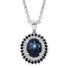 Blue Star Sapphire (DF) And Multi Gemstone Double Halo Pendant Necklace 18 Inches In Platinum Over Sterling Silver 5.15 Ctw -Jewelry store 4211318