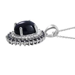 Blue Star Sapphire (DF) And Multi Gemstone Double Halo Pendant Necklace 18 Inches In Platinum Over Sterling Silver 5.15 Ctw -Jewelry store 4211318 2