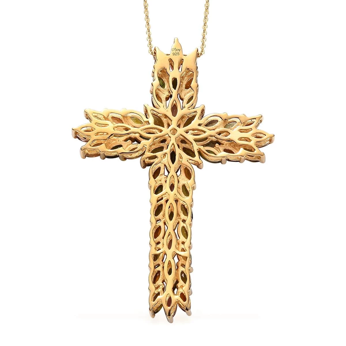 Premium Multi-Tourmaline Pendant Necklace 20 Inches In Vermeil Yellow Gold Over Sterling Silver 6.85 Ctw 7 Premium Multi-Tourmaline Pendant Necklace 20 Inches In Vermeil Yellow Gold Over Sterling Silver 6.85 Ctw - Image 5