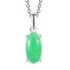 Green Jade (D) Solitaire Pendant In Sterling Silver With Stainless Steel Necklace (20 Inches) 2.50 Ctw -Jewelry store 4213149