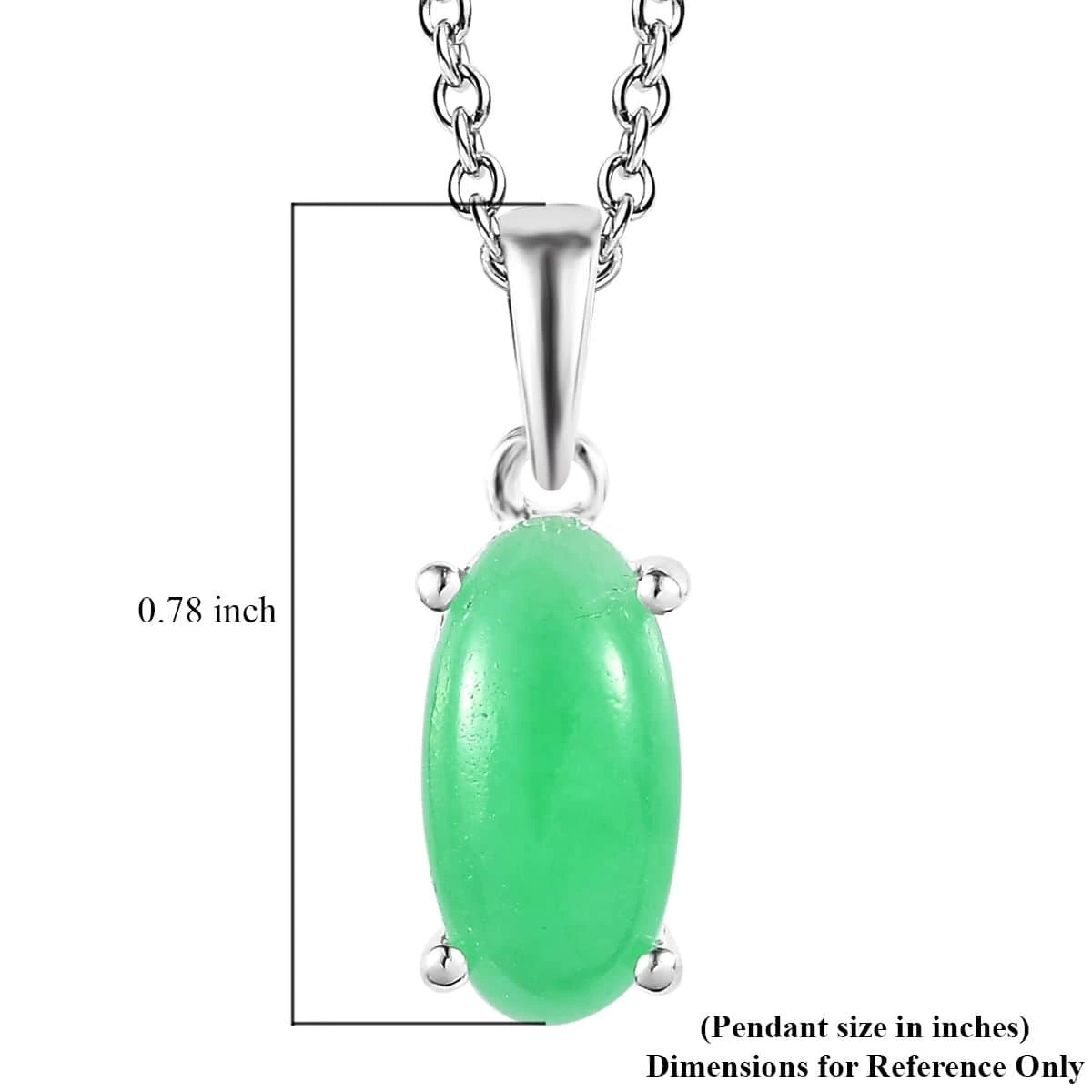 Green Jade (D) Solitaire Pendant In Sterling Silver With Stainless Steel Necklace (20 Inches) 2.50 Ctw 9 Green Jade (D) Solitaire Pendant In Sterling Silver With Stainless Steel Necklace (20 Inches) 2.50 Ctw - Image 7