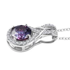 Royal Purple Moissanite And White Moissanite Pendant Necklace 20 Inches In Platinum Over Sterling Silver 1.15 Ctw -Jewelry store 4214335 3