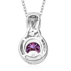 Royal Purple Moissanite And White Moissanite Pendant Necklace 20 Inches In Platinum Over Sterling Silver 1.15 Ctw -Jewelry store 4214335 4