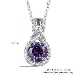 Royal Purple Moissanite And White Moissanite Pendant Necklace 20 Inches In Platinum Over Sterling Silver 1.15 Ctw -Jewelry store 4214335 6
