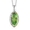 Karis Chartreuse Quartz And Peridot Pendant In 18K YG Plated And Platinum Bond With Stainless Steel Necklace 20 Inches 11.10 Ctw -Jewelry store 4216563