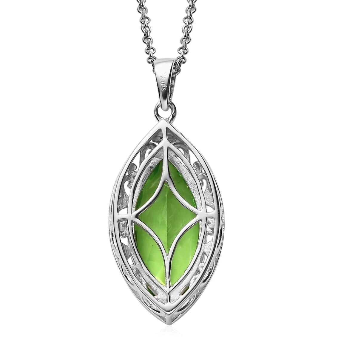 Karis Chartreuse Quartz And Peridot Pendant In 18K YG Plated And Platinum Bond With Stainless Steel Necklace 20 Inches 11.10 Ctw 7 Karis Chartreuse Quartz And Peridot Pendant In 18K YG Plated And Platinum Bond With Stainless Steel Necklace 20 Inches 11.10 Ctw - Image 5