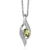 Premium Natural Calabar Green Tourmaline And Moissanite Pendant Necklace 20 Inches In Platinum Over Sterling Silver 0.30 Ctw -Jewelry store 4217180