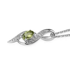 Premium Natural Calabar Green Tourmaline And Moissanite Pendant Necklace 20 Inches In Platinum Over Sterling Silver 0.30 Ctw -Jewelry store 4217180 3