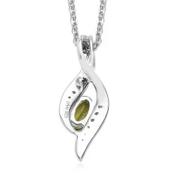 Premium Natural Calabar Green Tourmaline And Moissanite Pendant Necklace 20 Inches In Platinum Over Sterling Silver 0.30 Ctw -Jewelry store 4217180 4