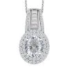 Moissanite Double Halo Pendant Necklace 20 Inches In Platinum Over Sterling Silver 3.10 Ctw -Jewelry store 4224257