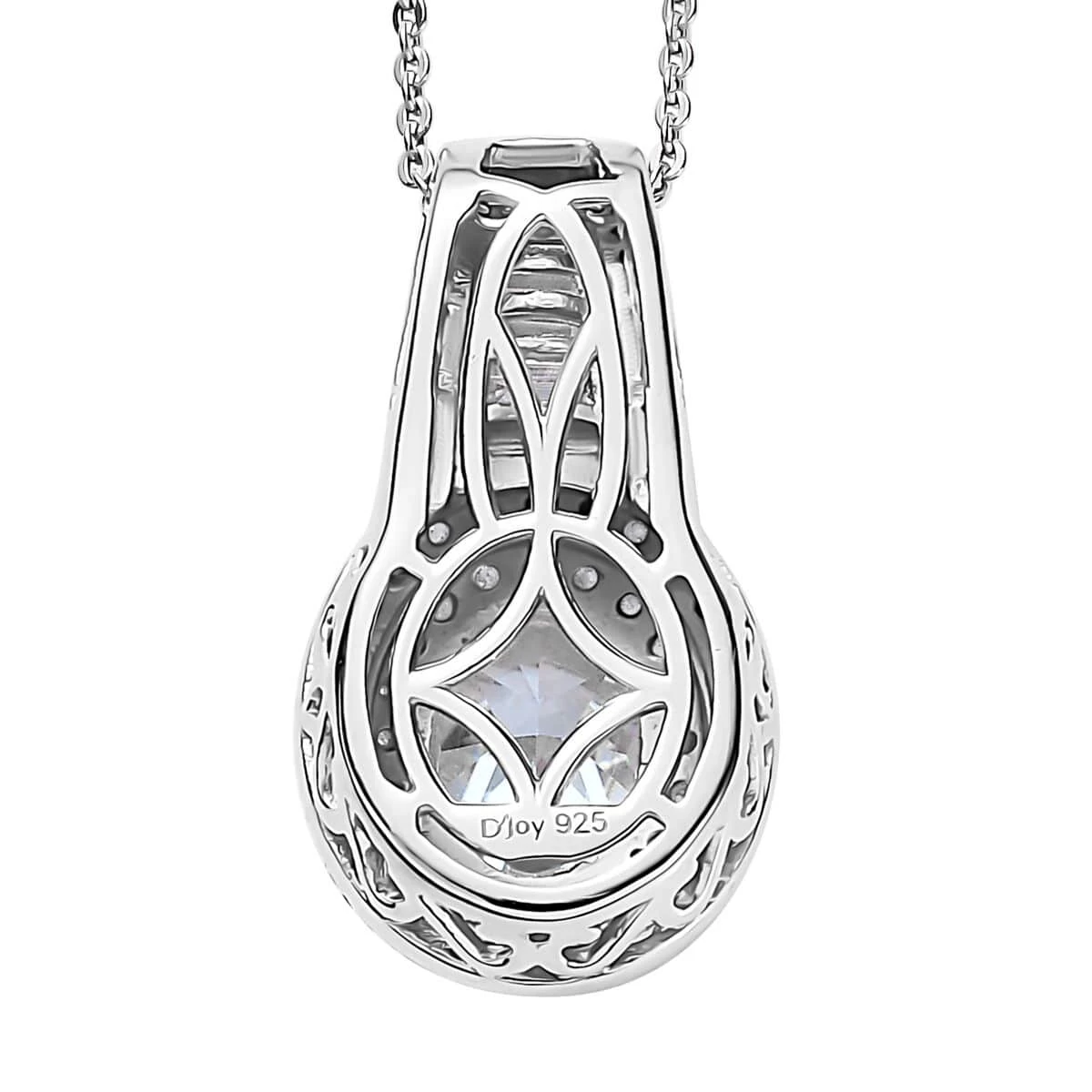 Moissanite Double Halo Pendant Necklace 20 Inches In Platinum Over Sterling Silver 3.10 Ctw 7 Moissanite Double Halo Pendant Necklace 20 Inches In Platinum Over Sterling Silver 3.10 Ctw - Image 5