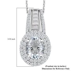 Moissanite Double Halo Pendant Necklace 20 Inches In Platinum Over Sterling Silver 3.10 Ctw 15 Moissanite Double Halo Pendant Necklace 20 Inches In Platinum Over Sterling Silver 3.10 Ctw -Jewelry store 4224257 6