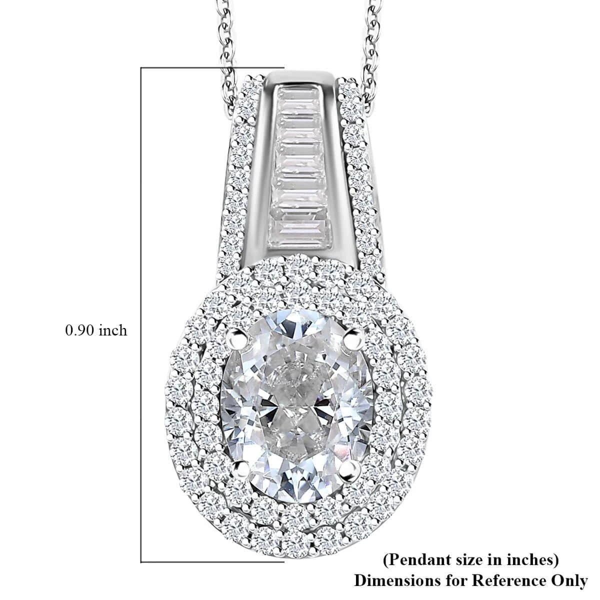 Moissanite Double Halo Pendant Necklace 20 Inches In Platinum Over Sterling Silver 3.10 Ctw 9 Moissanite Double Halo Pendant Necklace 20 Inches In Platinum Over Sterling Silver 3.10 Ctw - Image 7