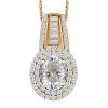Moissanite Double Halo Pendant Necklace 20 Inches In Vermeil Yellow Gold Over Sterling Silver 3.10 Ctw -Jewelry store 4224259