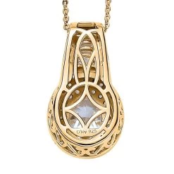 Moissanite Double Halo Pendant Necklace 20 Inches In Vermeil Yellow Gold Over Sterling Silver 3.10 Ctw 13 Moissanite Double Halo Pendant Necklace 20 Inches In Vermeil Yellow Gold Over Sterling Silver 3.10 Ctw -Jewelry store 4224259 4