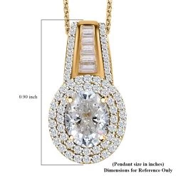 Moissanite Double Halo Pendant Necklace 20 Inches In Vermeil Yellow Gold Over Sterling Silver 3.10 Ctw 15 Moissanite Double Halo Pendant Necklace 20 Inches In Vermeil Yellow Gold Over Sterling Silver 3.10 Ctw -Jewelry store 4224259 6