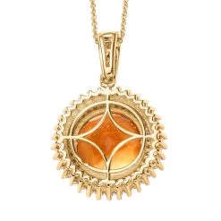 Doorbuster Serra Gaucha Citrine And Moissanite Halo Pendant Necklace 20 Inches In Vermeil Yellow Gold Over Sterling Silver 9.00 Ctw -Jewelry store 4224877 4
