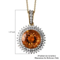 Doorbuster Serra Gaucha Citrine And Moissanite Halo Pendant Necklace 20 Inches In Vermeil Yellow Gold Over Sterling Silver 9.00 Ctw -Jewelry store 4224877 6