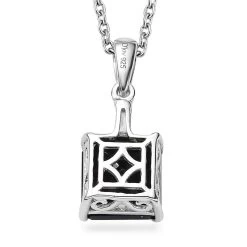 Australian Black Tourmaline And White Topaz Pendant Necklace 20 Inches In Platinum Over Sterling Silver 4.75 Ctw -Jewelry store 4225200 4