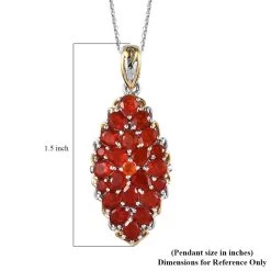 Mexican Cherry Fire Opal Elongated Pendant Necklace 20 Inches In Vermeil Yellow Gold And Platinum Over Sterling Silver 4.10 Ctw -Jewelry store 4226306 6