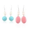 Freshwater Pearl, Turquoise And Peach Jade Set Of 2 Earrings In Silvertone 16.00 Ctw 2 Freshwater Pearl, Turquoise And Peach Jade Set Of 2 Earrings In Silvertone 16.00 Ctw -Jewelry store 4227028