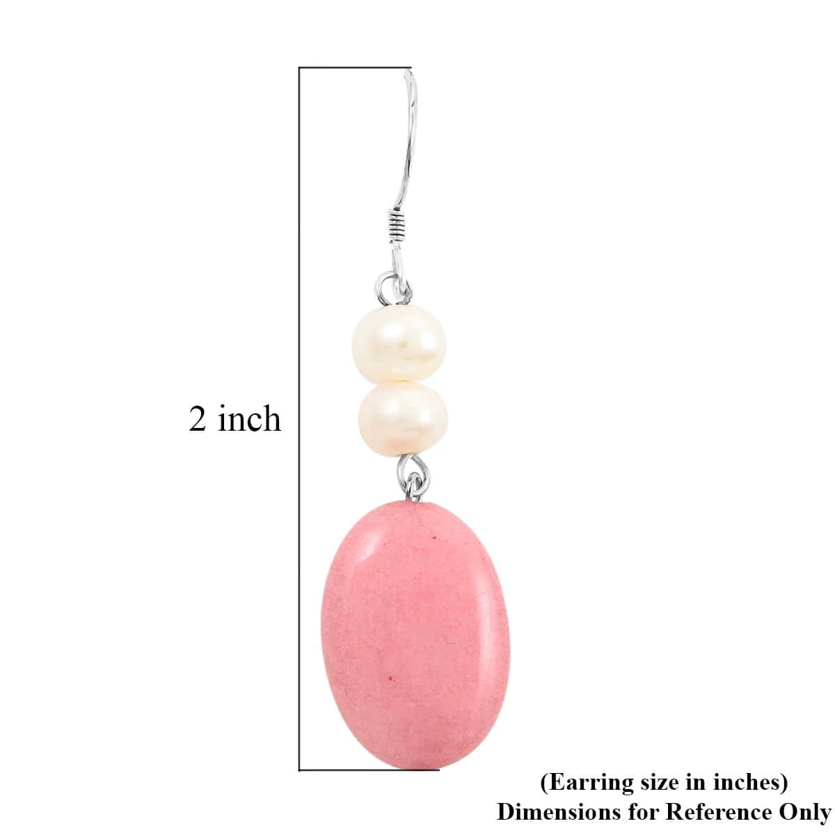 Freshwater Pearl, Turquoise And Peach Jade Set Of 2 Earrings In Silvertone 16.00 Ctw 7 Freshwater Pearl, Turquoise And Peach Jade Set Of 2 Earrings In Silvertone 16.00 Ctw - Image 5