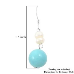 Freshwater Pearl, Turquoise And Peach Jade Set Of 2 Earrings In Silvertone 16.00 Ctw 17 Freshwater Pearl, Turquoise And Peach Jade Set Of 2 Earrings In Silvertone 16.00 Ctw -Jewelry store 4227028 7