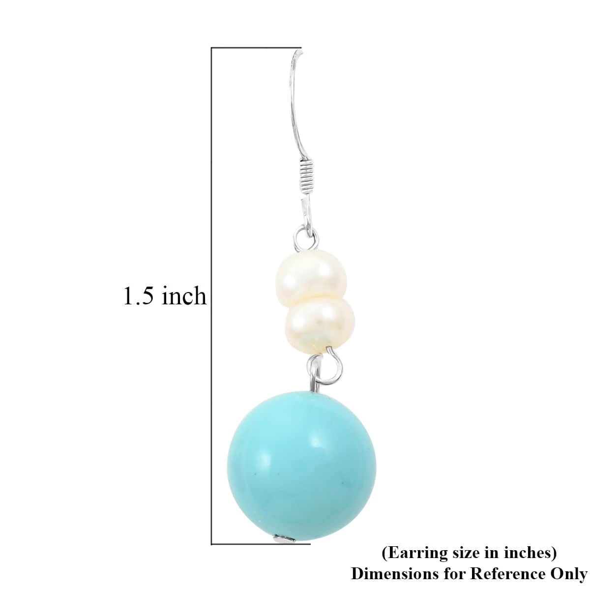 Freshwater Pearl, Turquoise And Peach Jade Set Of 2 Earrings In Silvertone 16.00 Ctw 10 Freshwater Pearl, Turquoise And Peach Jade Set Of 2 Earrings In Silvertone 16.00 Ctw - Image 8