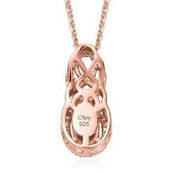 Premium Natural Calabar Pink Tourmaline And White Zircon Pendant Necklace 20 Inches In Vermeil Rose Gold Over Sterling Silver 0.70 Ctw -Jewelry store 4227117 4