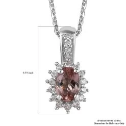 Blush Apatite And Moissanite Sunburst Pendant Necklace 20 Inches In Platinum Over Sterling Silver 0.65 Ctw -Jewelry store 4231824 6